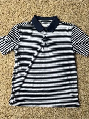 UnTuckit Kids Navy & White Striped Polo Shirt